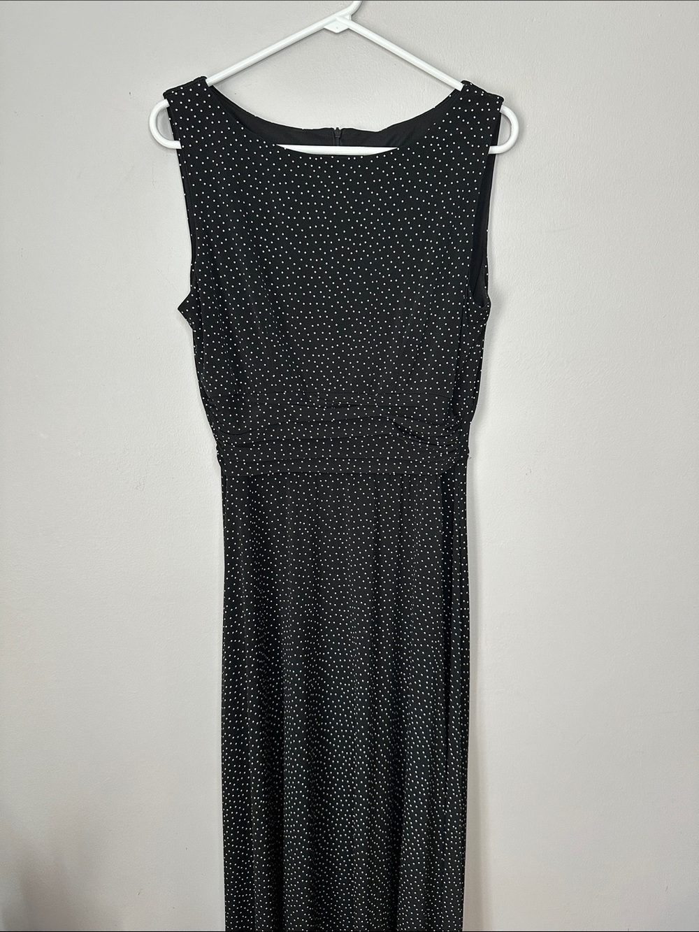 Black Sleeveless Polka Dot Maxi Dress - Classic Women's Dress size 12